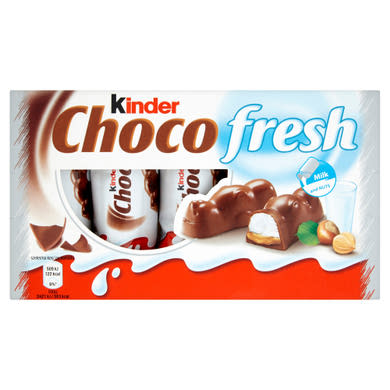 Kinder Chocofresh tejes és mogyorós töltésű tejcsokoládé 5 x