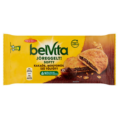 Belvita JóReggelt! Softy gabonás, omlós keksz, mogyorós ízű kakaós töltelékkel