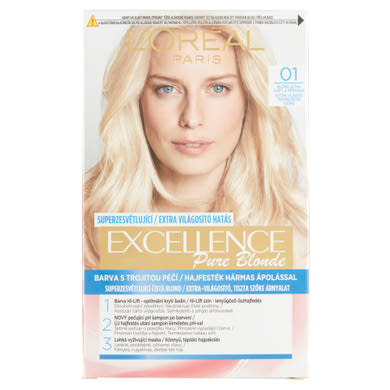 L'Oréal Paris Excellence Pure Blonde 01 Extra világos természetes szőke hajfesték hármas ápolással