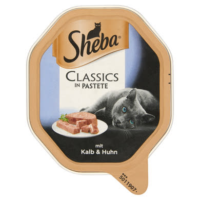 Sheba nedves állateledel macskák számára borjú-csirke alutálca