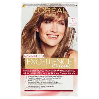 L'Oréal Paris Excellence Creme 7.1 Hamvasszőke hajfesték hármas ápolással