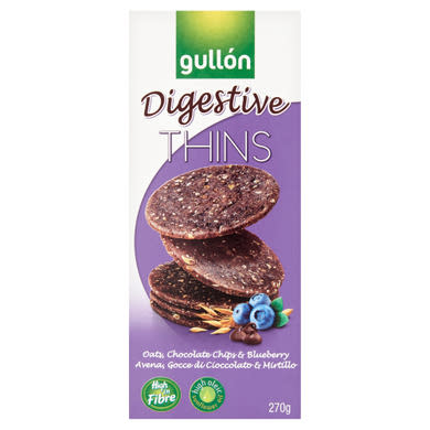Gullón Digestive Thins keksz csokoládé darabkákkal és áfonyával