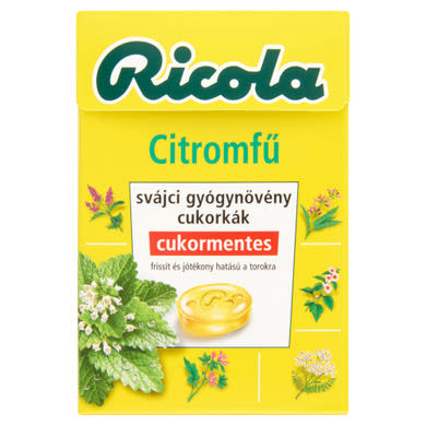Ricola Citromfű cukormentes svájci gyógynövény cukorkák