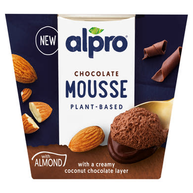 Alpro csokoládés-mandulás habdesszert kókuszos-csokoládés réteggel