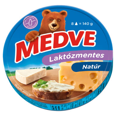 Medve laktózmentes natúr kenhető, félzsíros ömlesztett sajt 8 x 17,5 g