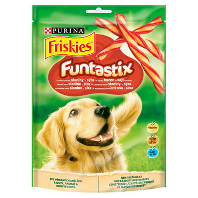 Friskies Funtastix bacon és sajt ízesítésű kiegészítő állateledel felnőtt kutyák számára