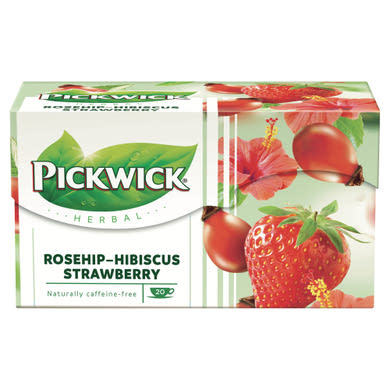 Pickwick Herbal Goodness eperízű csipkebogyó tea hibiszkusszal, eperdarabokkal
