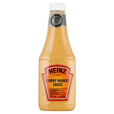Heinz curry-mangó ízű krémes, gyümölcsös jellegű szósz