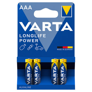 Varta Longlife Power AAA LR03 1,5 V nagy teljesítményű alkáli elem