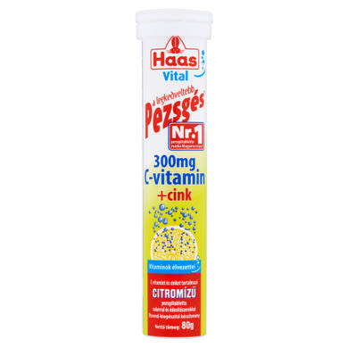 Haas Vital 300 mg C-vitamin + Cink citromízű étrend-kiegészítő pezsgőtabletta