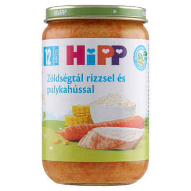 HiPP BIO zöldségtál rizzsel és pulykahússal bébiétel 12 hónapos kortól