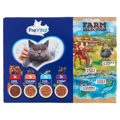 PreVital Farm Selection teljes értékű állateledel felnőtt macskák számára 12 x