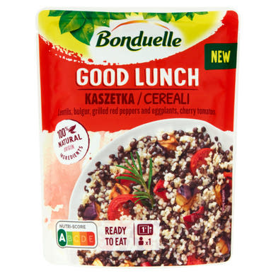 Bonduelle Good Lunch fekete beluga lencse, bulgur, zöldségek és koktélparadicsom keveréke