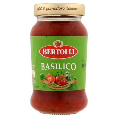 Bertolli Bazsalikom olasz tésztaszósz paradicsommal, extra szűz olívaolajjal és bazsalikommal