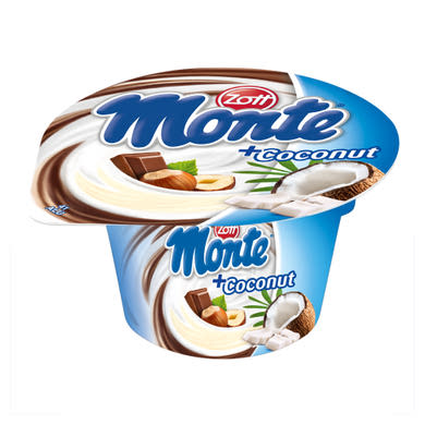 Zott Monte csokoládés és mogyorós tejdesszert kókuszöntettel 150 g