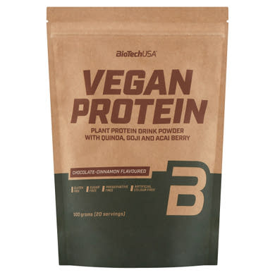BioTechUSA Vegan Protein cukormentes csokoládé-fahéj ízű fehérje italpor édesítőszerekkel