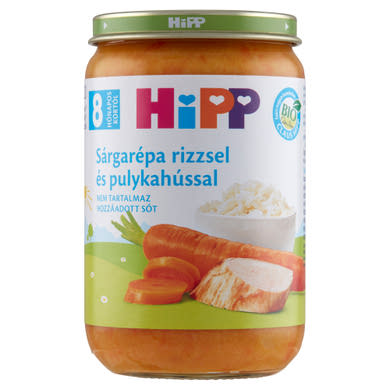 HiPP BIO sárgarépa rizzsel és pulykahússal bébiétel 8 hónapos kortól