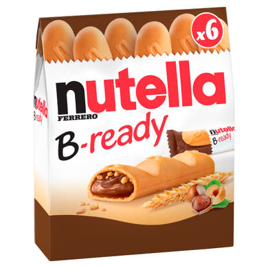 Nutella B-ready ropogós ostya kakaós mogyorókrémmel és búzakészítménnyel töltve 6 x 22g