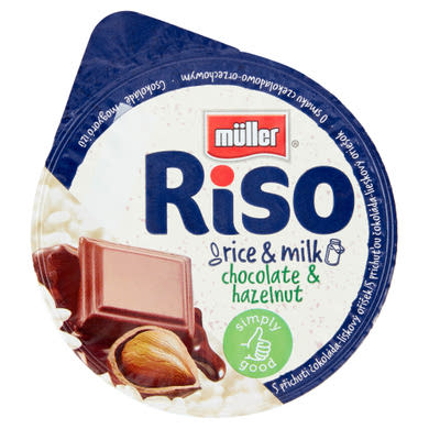 Müller Riso tejberizs desszert csokoládé-mogyoró ízű készítménnyel