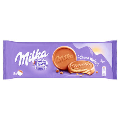 Milka Choco Wafer kakaós krémmel töltött ostya alpesi tejcsokoládéval mártva 5 db