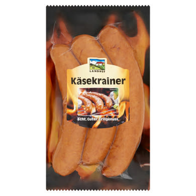 Landhof Käsekrainer füstölt sütnivaló sertés húskészítmény sajttal 360 g