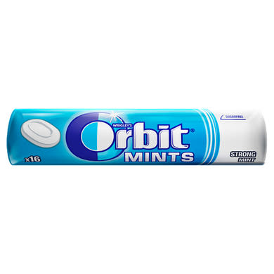 Orbit Mints Strong Mint mentaÃ­zÅ± cukormentes tÃ¶ltetlen kemÃ©nycukorka Ã©desÃ­tÅ‘szerrel 28 g