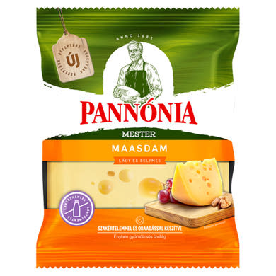 Pannónia Mester Maasdam darabolt, zsíros, félkemény, erjedési lyukas sajt