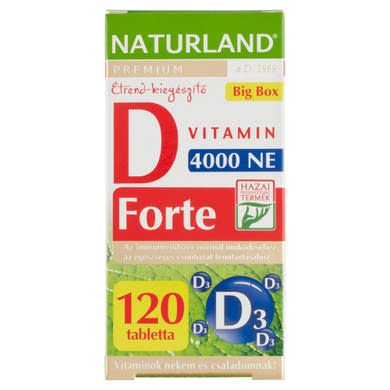 Naturland Premium D-vitamin 4000 NE forte étrend-kiegészítő tabletta