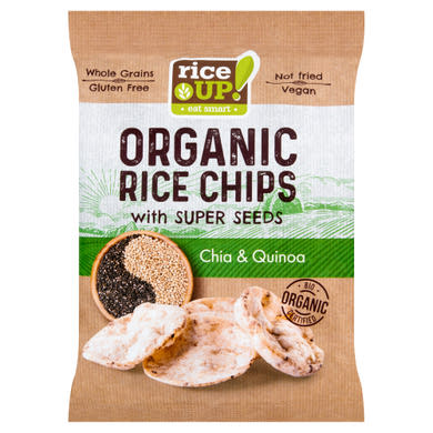 RiceUp! Eat Smart BIO teljes kiőrlésű barna rizs chips chia maggal és quinoával