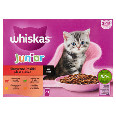 Whiskas Junior Klasszikus Ételek teljes értékű nedves eledel kölyökmacskáknak 12 x  (1,02 kg)