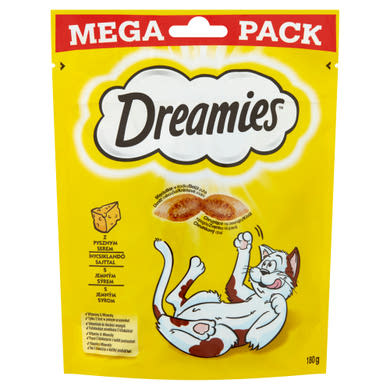 Dreamies kiegészítő macskaeledel sajttal felnőtt macskák és 8 hetesnél idősebb kölykök számára 180 g