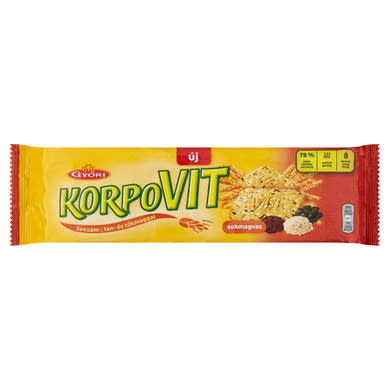 Győri Korpovit ropogós, édes keksz teljes kiőrlésű gabonával és magokkal