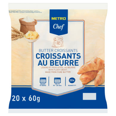 Metro Chef gyorsfagyasztott vajas croissant 20 x (1200 g)