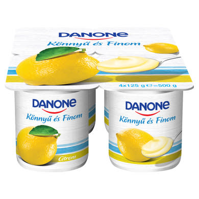 Danone Könnyű és Finom citromízű, élőflórás, zsírszegény joghurt 4 x 125 g