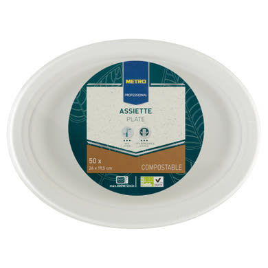 Metro Professional biológiailag lebomló, eldobható ovális tányér 26 cm x 19,5 cm