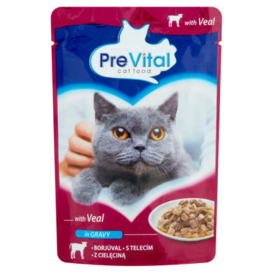 PreVital teljes értékű állateledel felnőtt macskák számára borjúval szószban 100 g