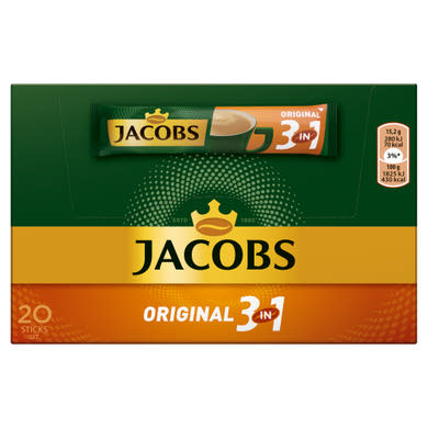 Jacobs Original 3in1 azonnal oldódó kávéitalpor cukorral, kávéfehérítővel 20 db 304 g