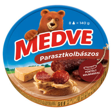 Medve parasztkolbászos kenhető, félzsíros ömlesztett sajt 8 x 17,5 g