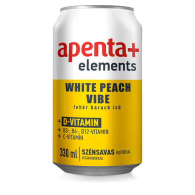 Apenta+ Elements White Peach Vibe fehér barack ízű szénsavas üdítőital vitaminokkal
