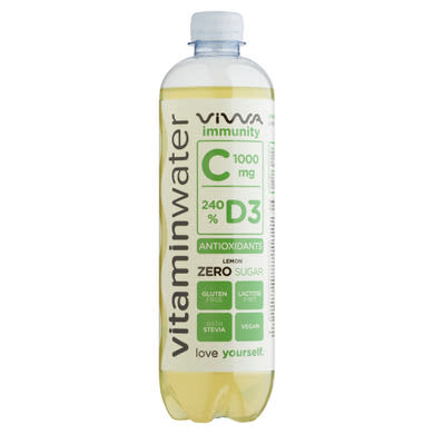 Viwa Vitaminwater Immunity Zero citrom ízű, energia- és szénsavmentes üdítőital 600 ml