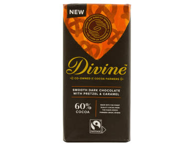 Divine 60% étcsokoládé perecdarabokkal és sós karamellával