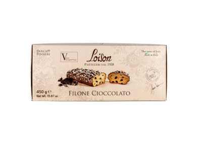 Loison Filone olasz sütemény étcsokoládé darabokkal, kakaós-mogyorós bevonattal L204