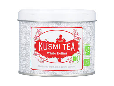 Kusmi Bio White Bellini szálas fehér- és zöld teakeverék barackos ízesítéssel