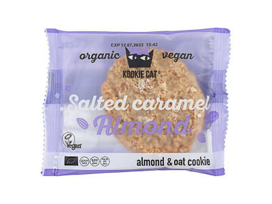 Kookie Cat Bio vegán zabsütemény sós karamellás mandulával
