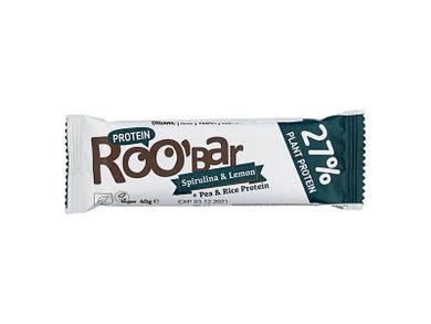 Roobar Bio vegán magas fehérjetartalmú szelet spirulinával és citrommal