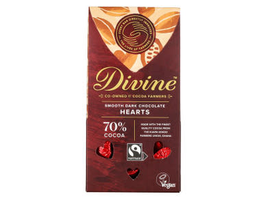 Divine 70%-os étcsokoládé szívek