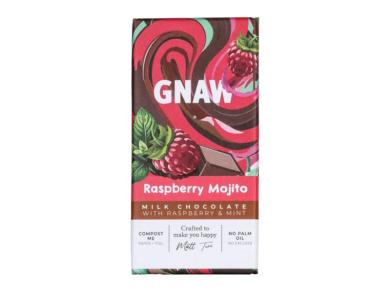 Gnaw Málnás mojito ízesítésű tejcsokoládé málnás ropogóssal 80g