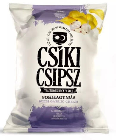 Csíki Csipsz vegán, gluténmentes csipsz - fokhagymás