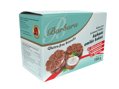 Barbara gluténmentes kókuszos krémmel töltött keksz