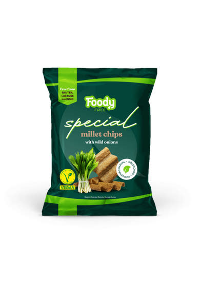 Foody Free vegán, gluténmentes köles chips medvehagymával